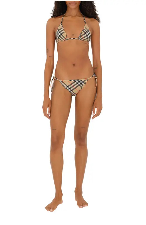 burberry Check Bikini Briefs in Sand at Nordstrom, Size Large | Nordstrom