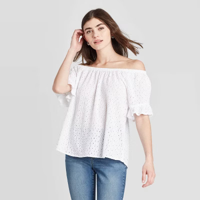 Women's Flutter Short Sleeve Off the Shoulder Blouse - Knox Rose™ | Target