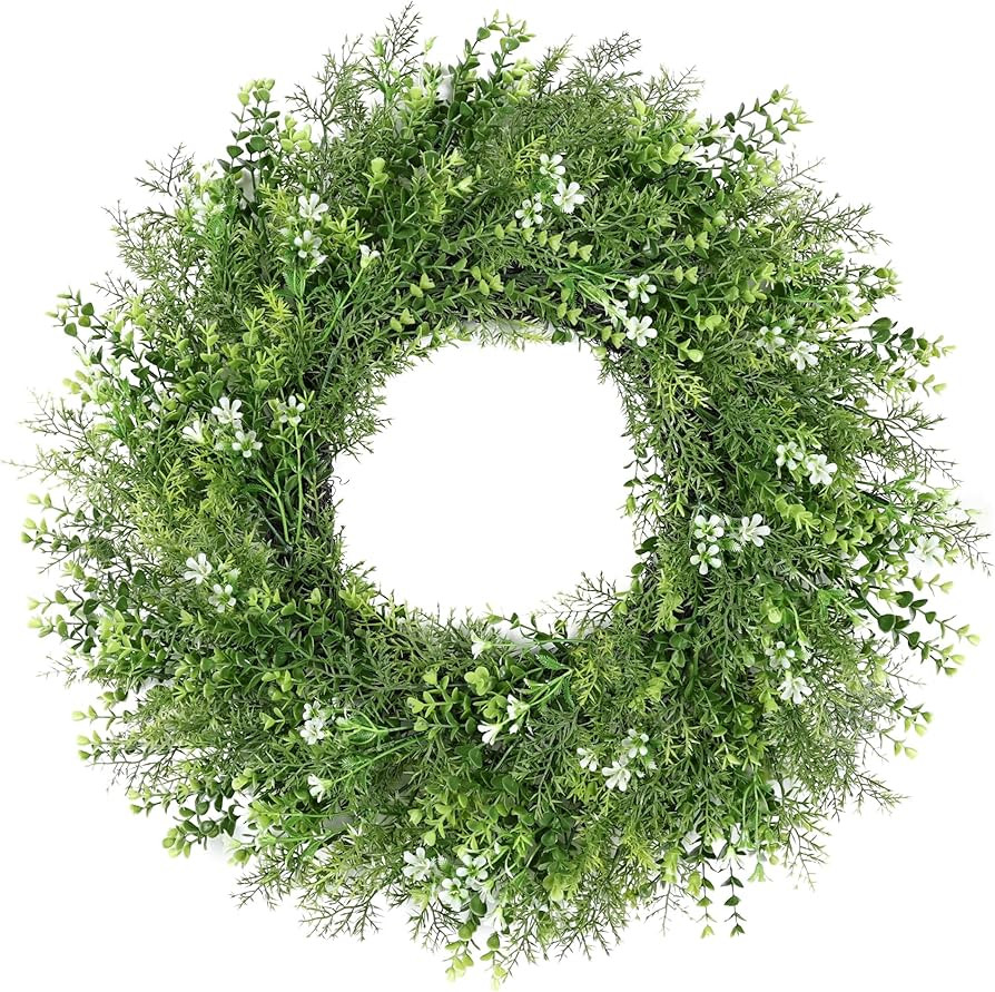 24 Inch Spring Wreaths for Front Door Wreath Summer Outdoor Green Door Wreath for All Seasons Por... | Amazon (US)