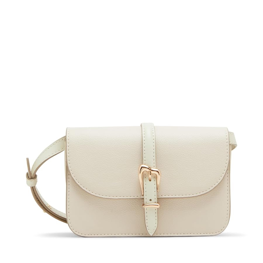 Anne Klein Womens Sculpted Buckle Flap Crossbody, Parchment | Amazon (US)