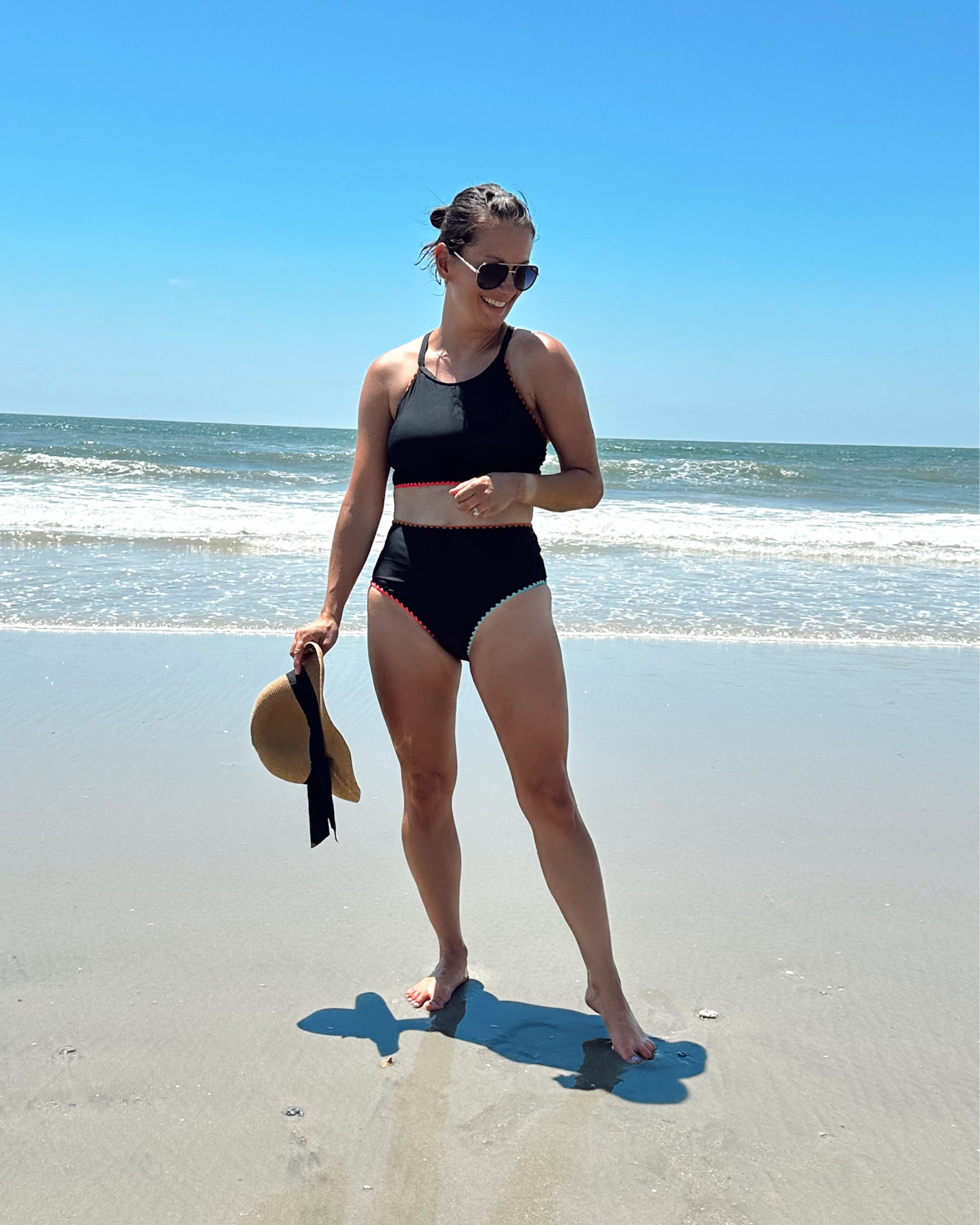 Beach outfit - amazon high waisted bikini (runs true to size), amazon sun hat.

#LTKStyleTip #LTKOver40 #LTKFindsUnder50