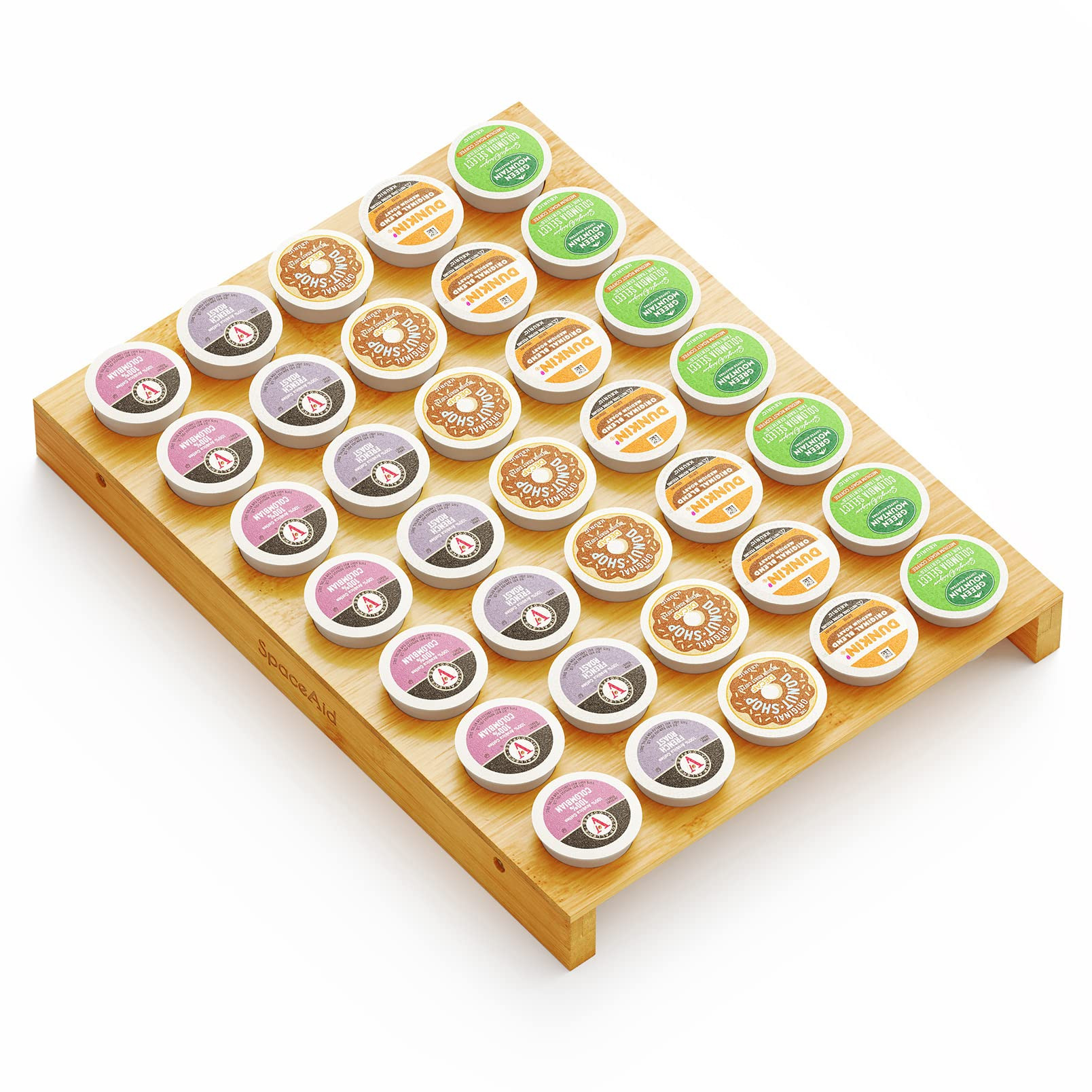 SpaceAid Bamboo K Cup Drawer Organizer Insert, Kitchen K Cups Coffee Pod Holder Tray Organizers f... | Amazon (US)