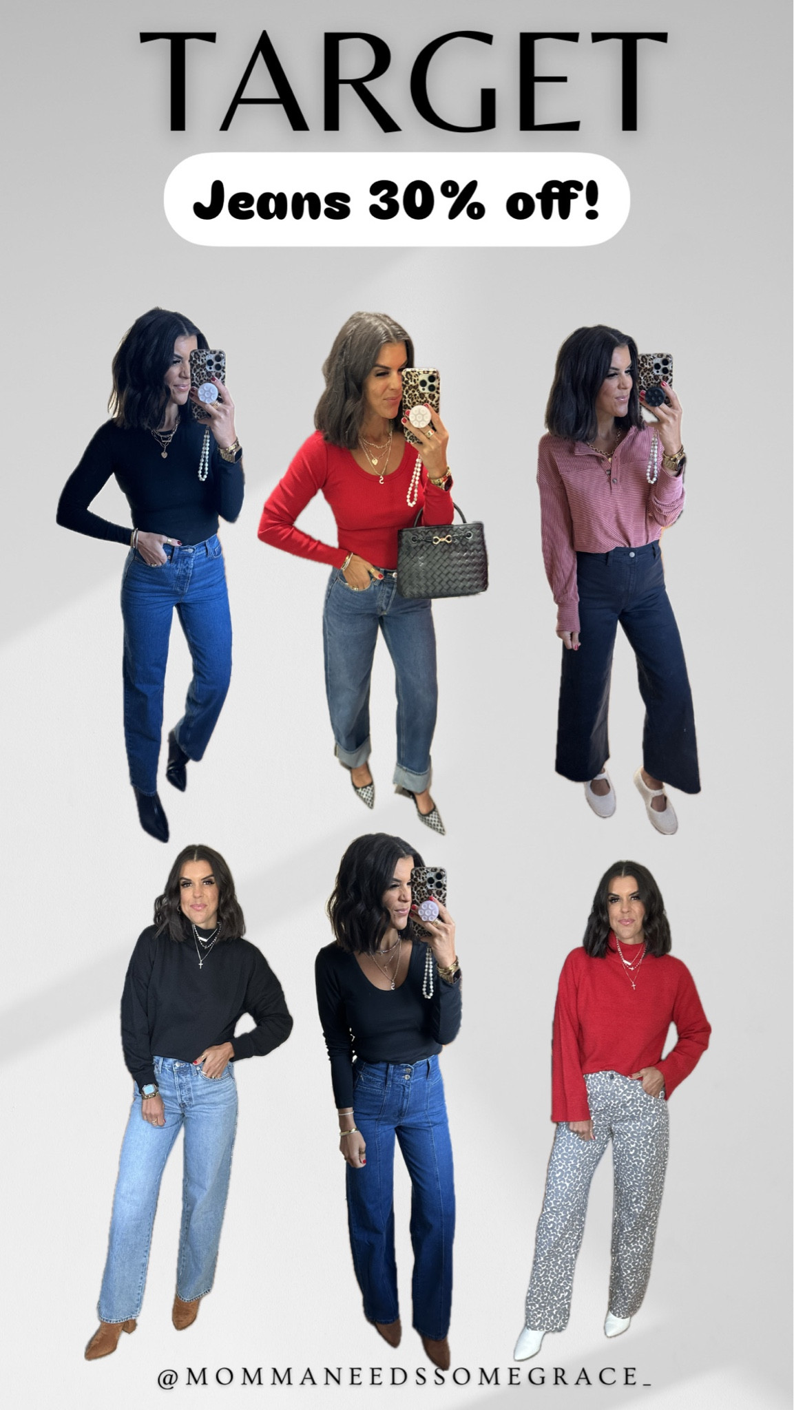 Target jeans 30% off today! I wear my regular size 2 in all minis the last leopard pair. Size down in them: 

#LTKCyberWeek #LTKFindsUnder100 #LTKStyleTip