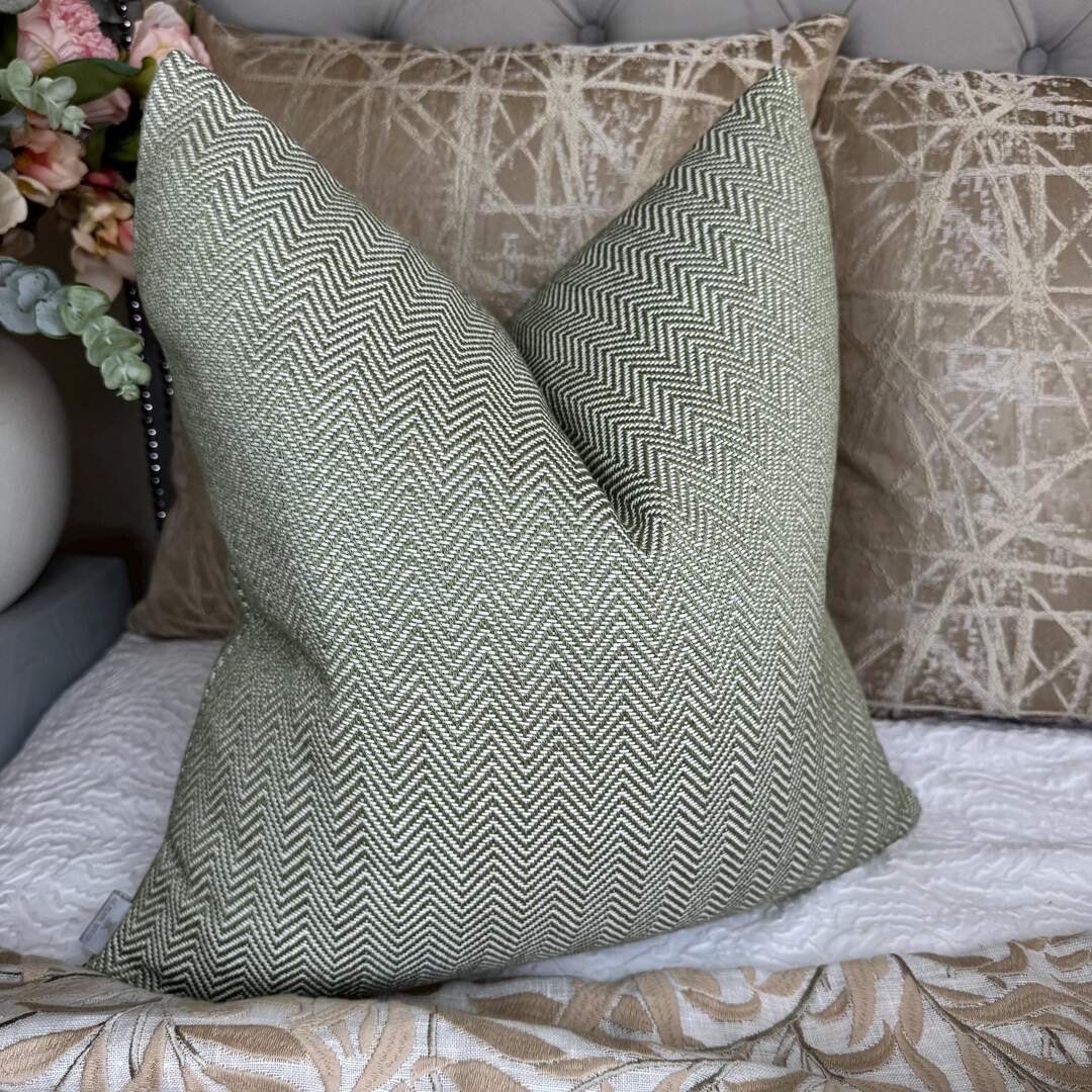 Herringbone Green Cushion Cover, Throw Pillow Cover, Green John Lewis & Partners Fabric, High Qua... | Etsy (US)
