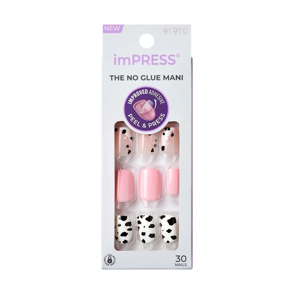 imPRESS Press-On Nails, No Glue Needed, Pink & White, Short, Square, 33 Ct. | Walmart (US)