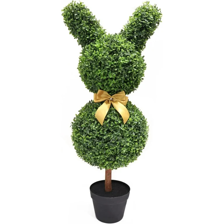 TETAIA 35 INCH Artificial Bunny-Shaped Bowknot Topiary Tree Rabbit Shaped Topiary Trees UV-Resist... | Walmart (US)