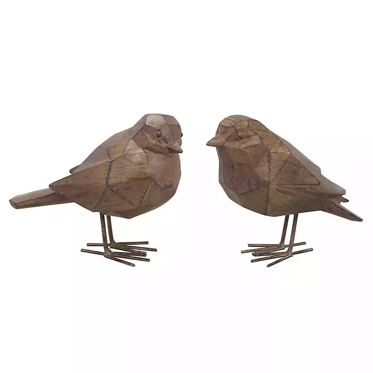 New! Brown Resin and Metal Bird Statues, Set of 2 | Kirkland's Home