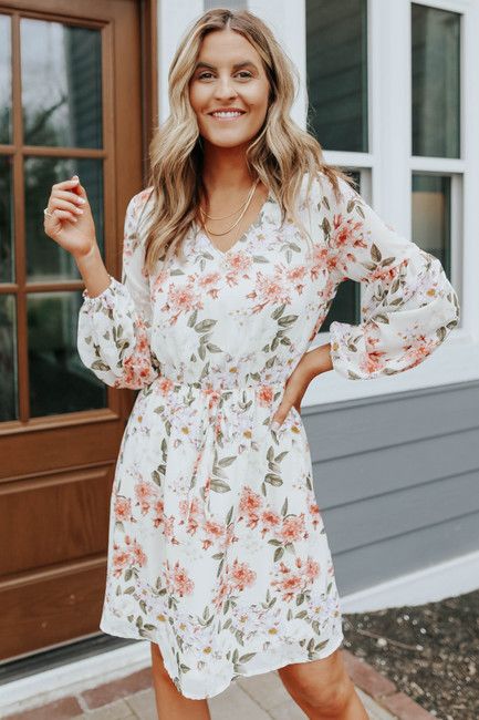 Madalyn V-Neck Long Sleeve Floral Dress | Magnolia Boutique