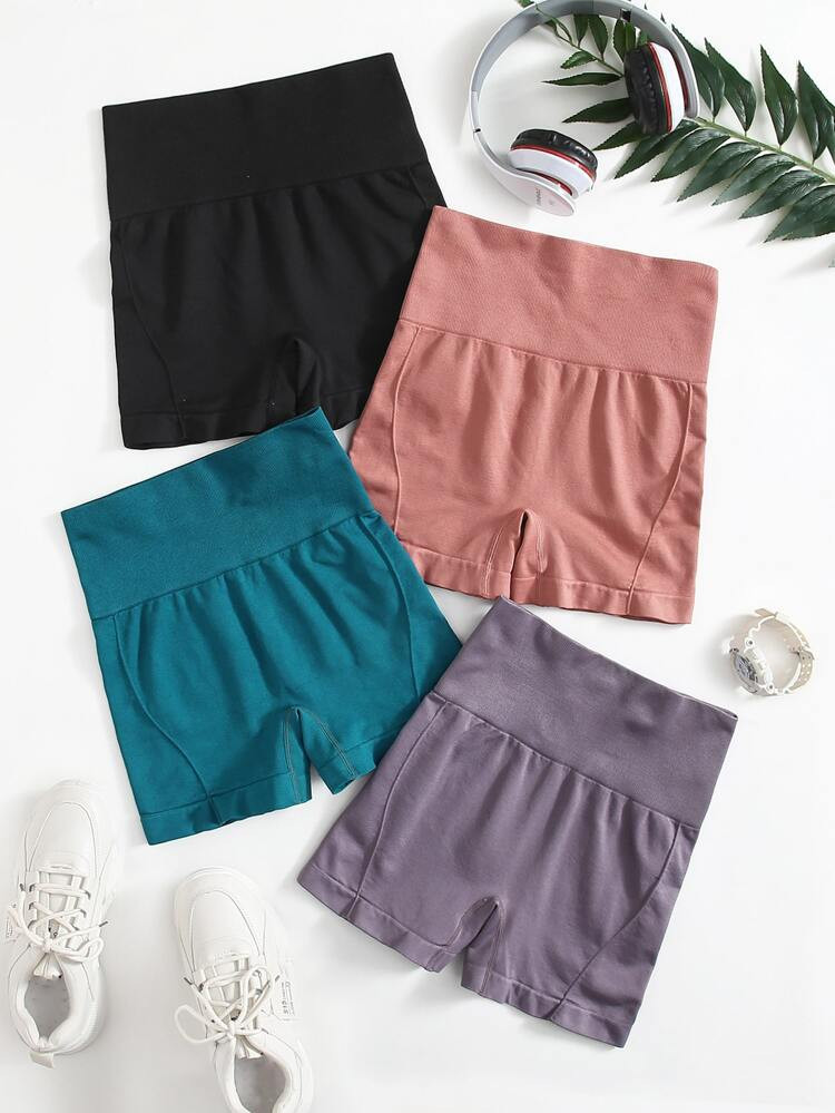 4pcs Seamless Minimizes Bounce Absorbs Sweat Breathable Sports Shorts | SHEIN