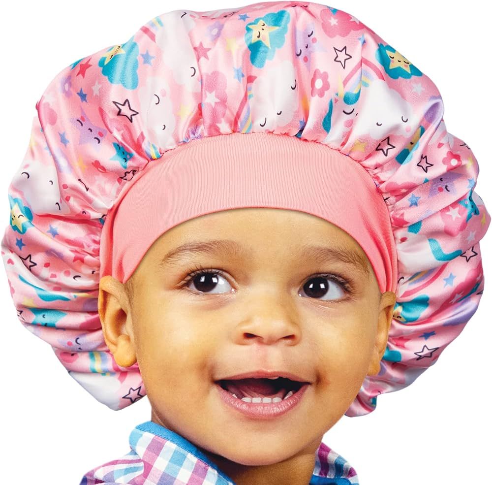 Red by Kiss Toddler Satin Bonnet Sleep Caps Hair Wraps Hair Bonnet (Pink Unicorn) | Amazon (US)