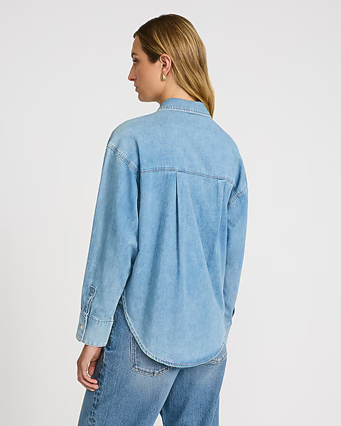 Light Wash Denim Boyfriend Shirt | Express