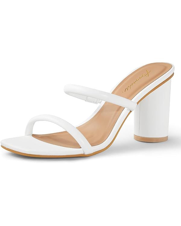 Arromic Women's Heeled Sandals Square Toe Two Strap Block Heels for Women Comfortable Strappy Hee... | Amazon (US)