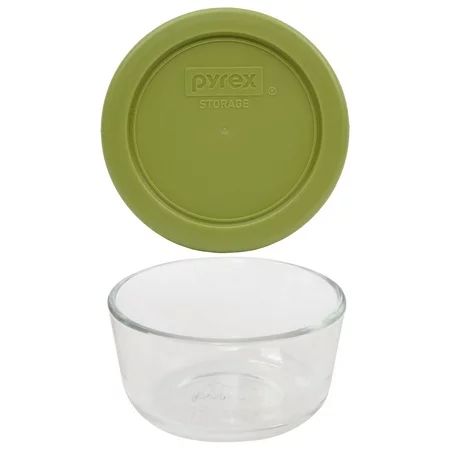 Pyrex 7202 1 Cup Clear Round Glass Food Storage Bowl and 7202-PC Olive Green Lid | Walmart (US)