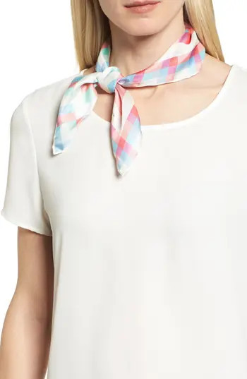 Women's Kate Spade New York Madras Plaid Silk Bandana, Size One Size - Ivory | Nordstrom