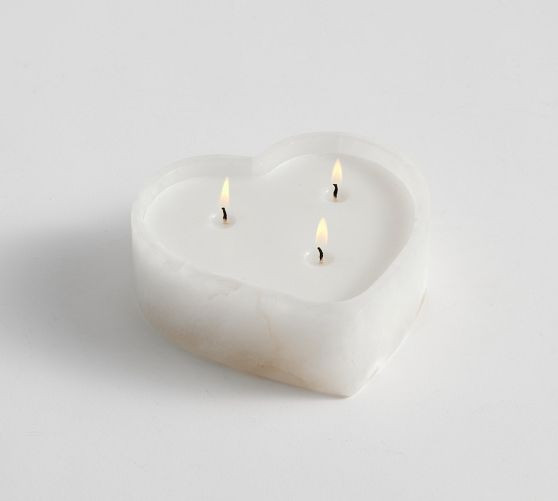 Alabaster Heart Scented Candle - Vanilla & Tobacco | Pottery Barn (US)