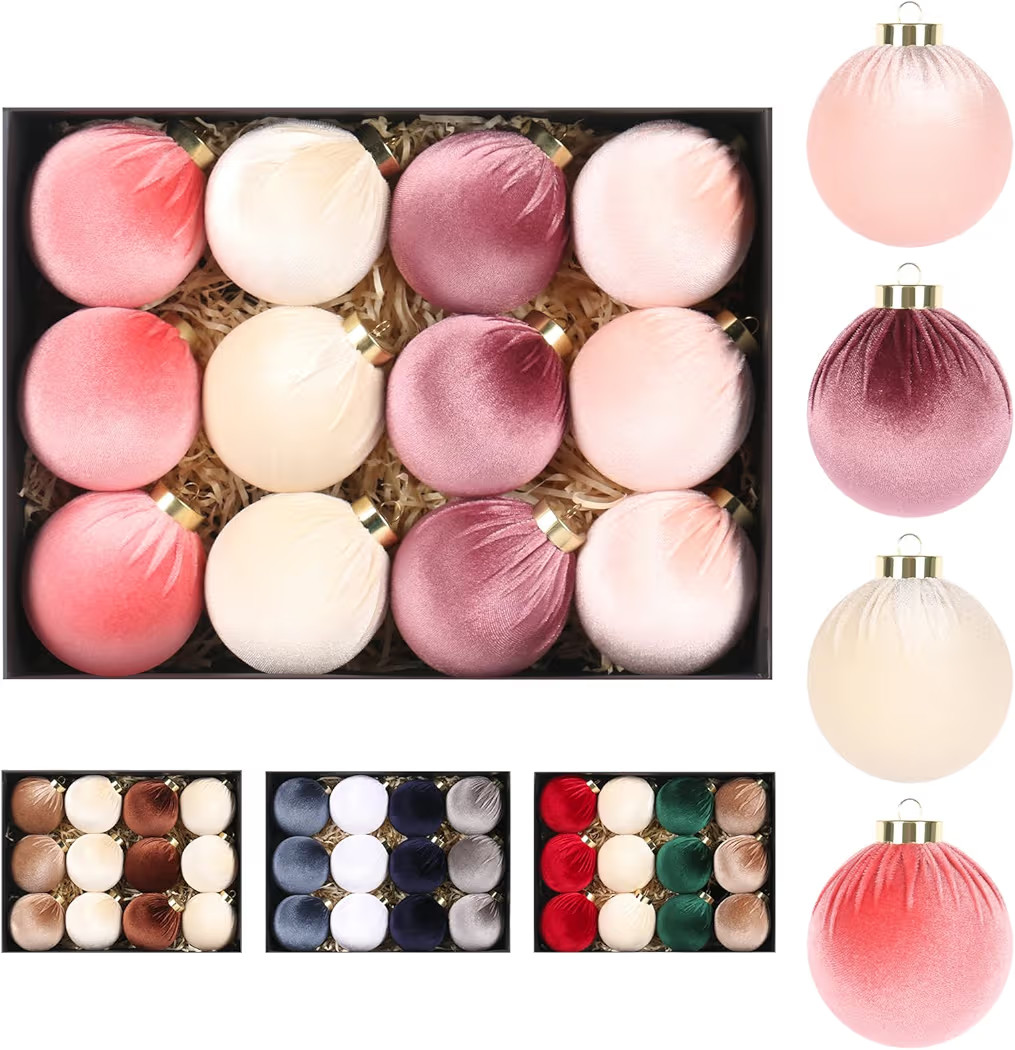 Super Holiday 3.14" Velvet Christmas Balls, 12PCS 80MM Plastic Christmas Ball Ornaments for Xmas ... | Amazon (US)
