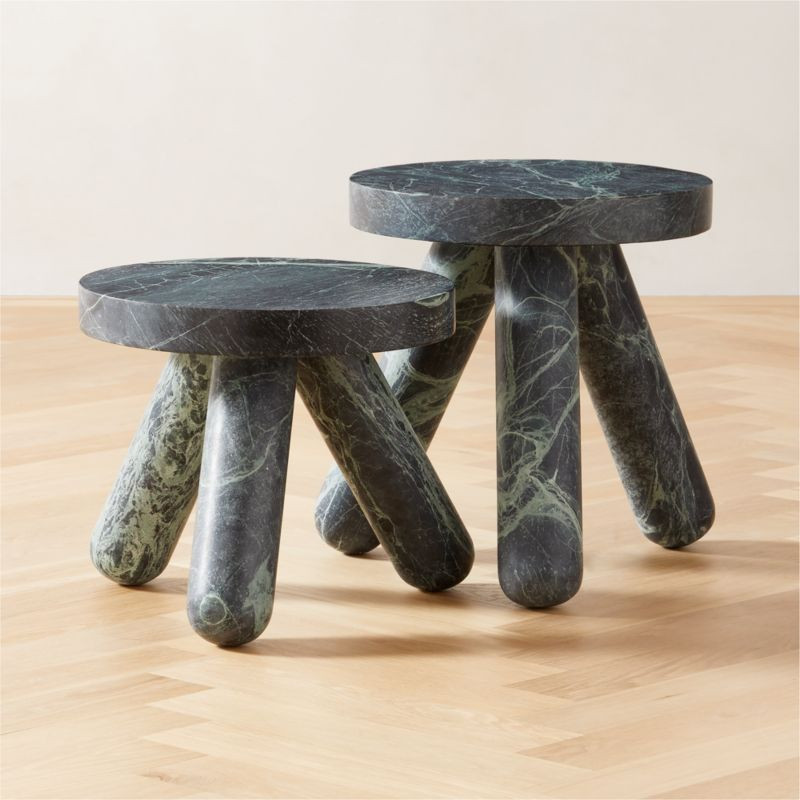 Jaxx 2-Piece Green Marble Side Table Set + Reviews | CB2 | CB2