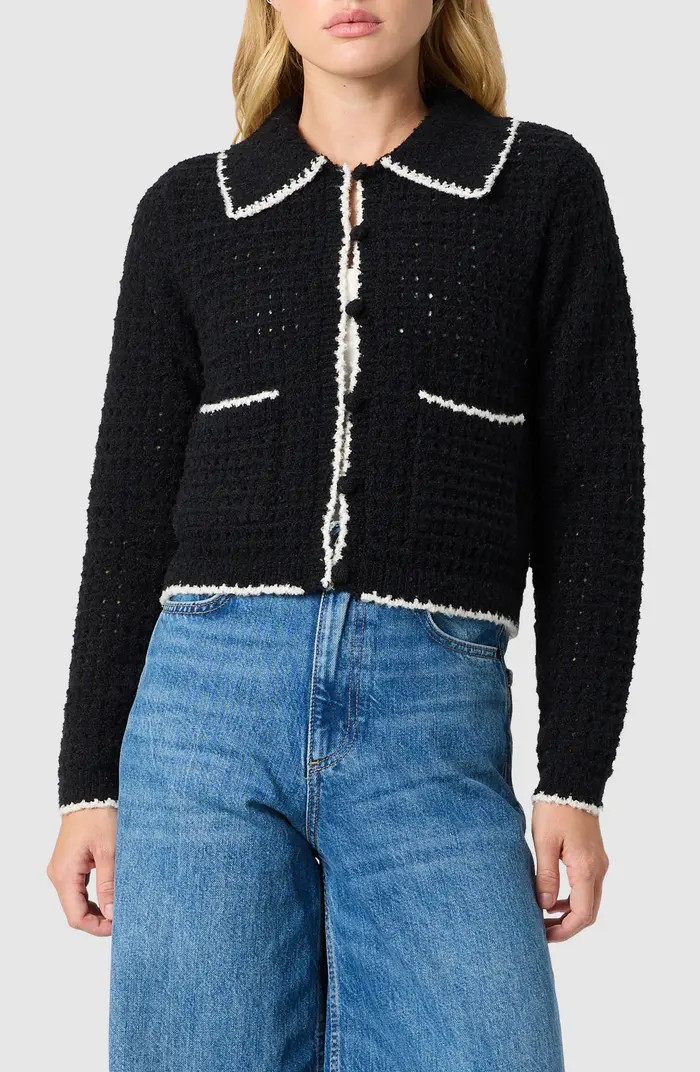 All in Favor Contrast Trim Point Collar Cardigan | Nordstrom | Nordstrom