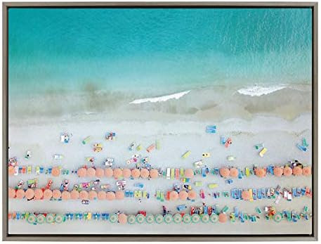 Kate and Laurel Sylvie Monterosso 6 Framed Canvas Wall Art by Rachel Dowd, 28x38 Gray, Coastal Beach | Amazon (US)