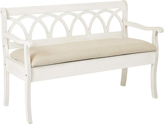 OSP Home Furnishings Coventry Storage Bench with Timeless Wooden Design, Antique White Frame and ... | Amazon (US)