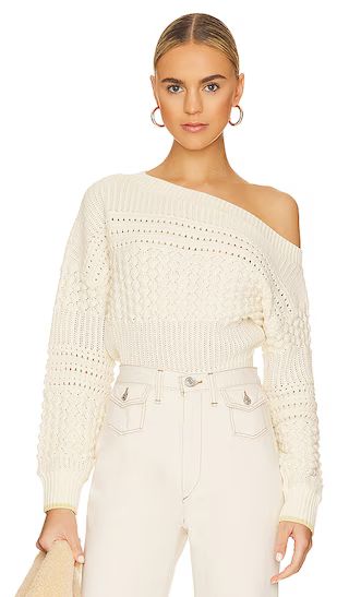 Razon Off Shoulder Pointelle Sweater in Ivory | Revolve Clothing (Global)