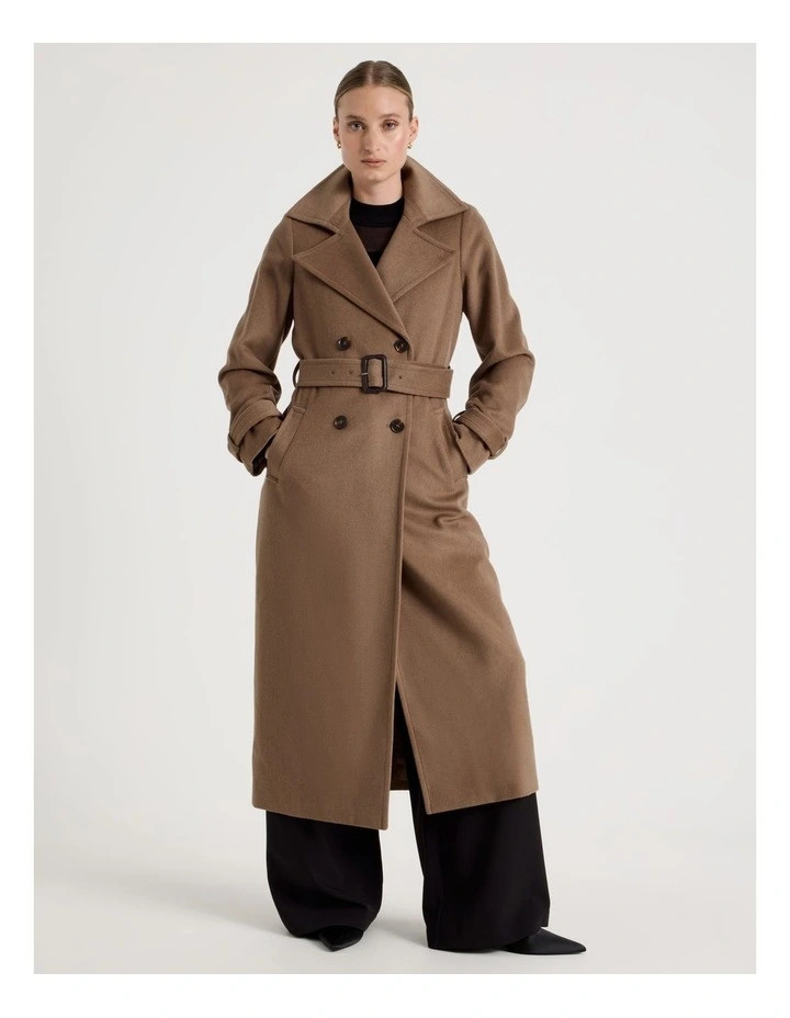 BlaqWool Blend Trench Coat in Taupe | Myer