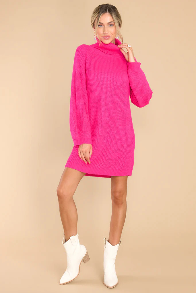 On My Way Up Hot Pink Sweater Dress | Red Dress 