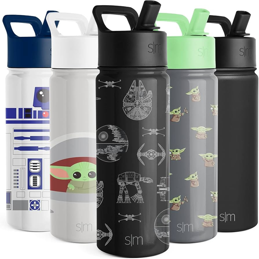 Simple Modern Star Wars Kids Water Bottle with Straw Lid | Insulated Stainless Steel Reusable Tum... | Amazon (US)