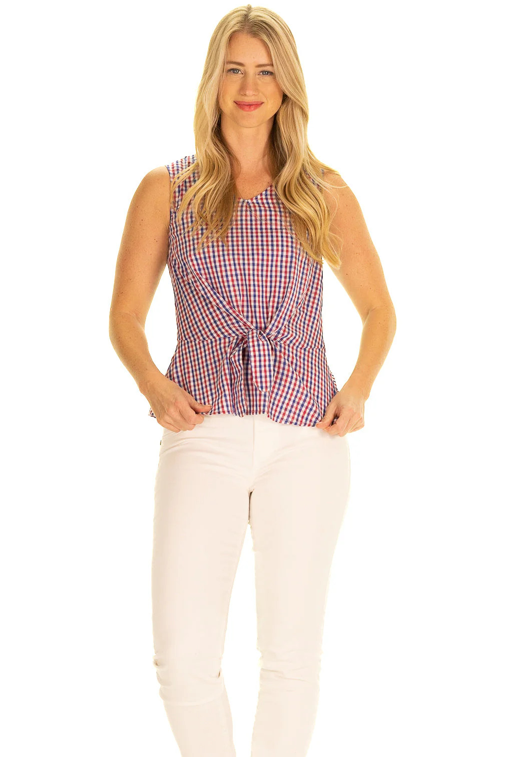 The Luisa Tank in Red & Navy Gingham | Duffield Lane