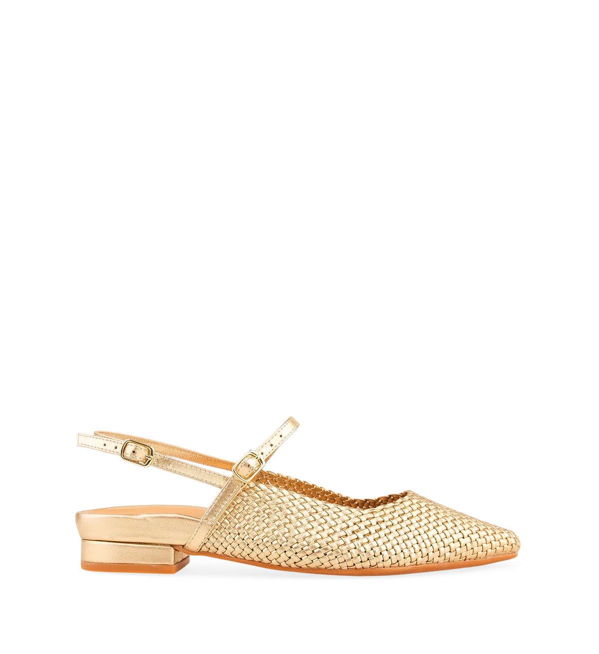 Goldeneye Gold Woven Leather Flats | Bared Footwear | Bared Footwear