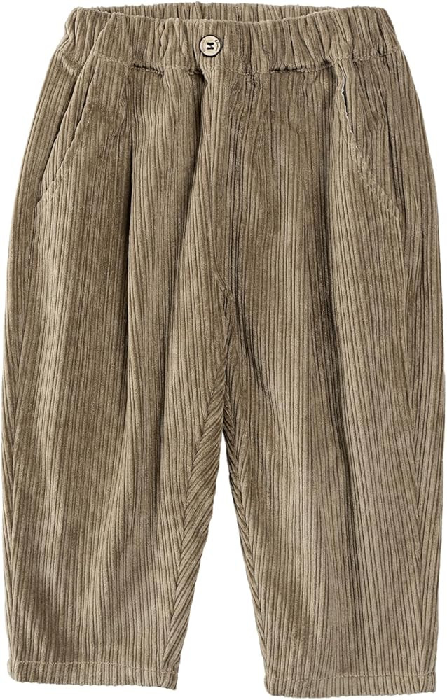 Volunboy Toddler Boys Corduroy Pants Cargo Sweatpants Solid Elastic Waist Casual Long Trousers | Amazon (US)