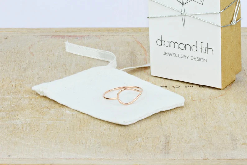 Rose Gold Droplet Ring | Rose Gold Minimalist Ring | Etsy (US)