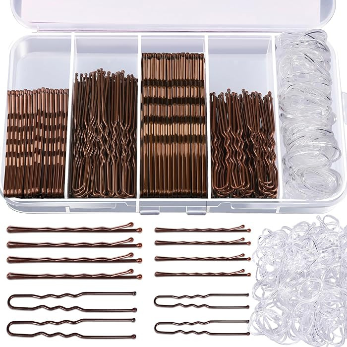 Teenitor 300pcs Bobby Pins Hair Pins Kit, 100 Hair Pin for Women 100 Bobby Pins Brown and 100 Hai... | Amazon (US)