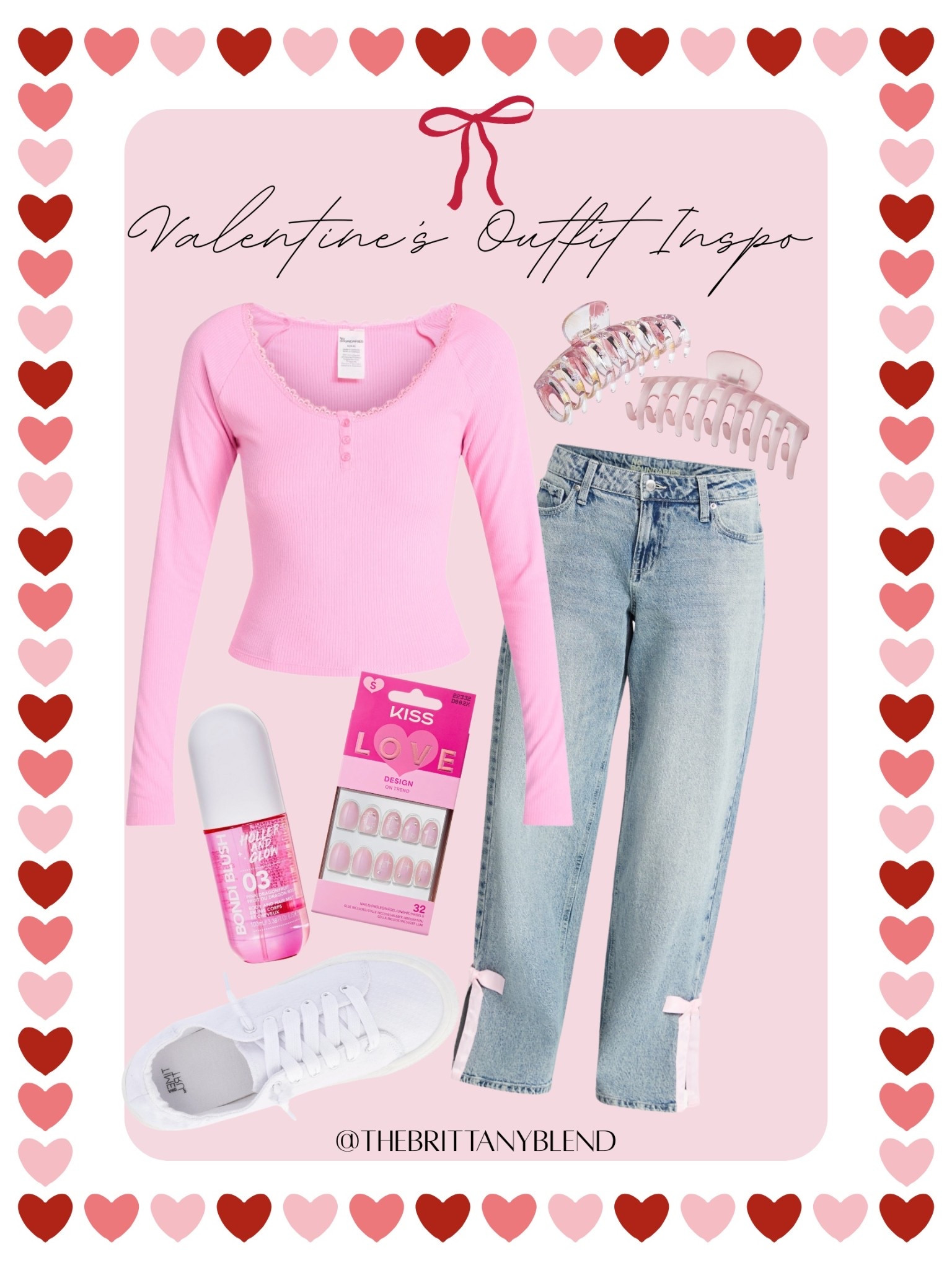 💕 Valentine’s Day Outfit Inspo 💕

All Walmart finds & giving sweet + comfy vibes 💗
Pink long sleeve ✔️
Bow detail jeans 🎀
White sneaks 🤍
Valentine’s press-on nails 💅
Pink chic claw clips 💕

Perfect for date night, brunch, or Galentine’s ✨

#LTKBeauty #LTKValentine #LTKootd