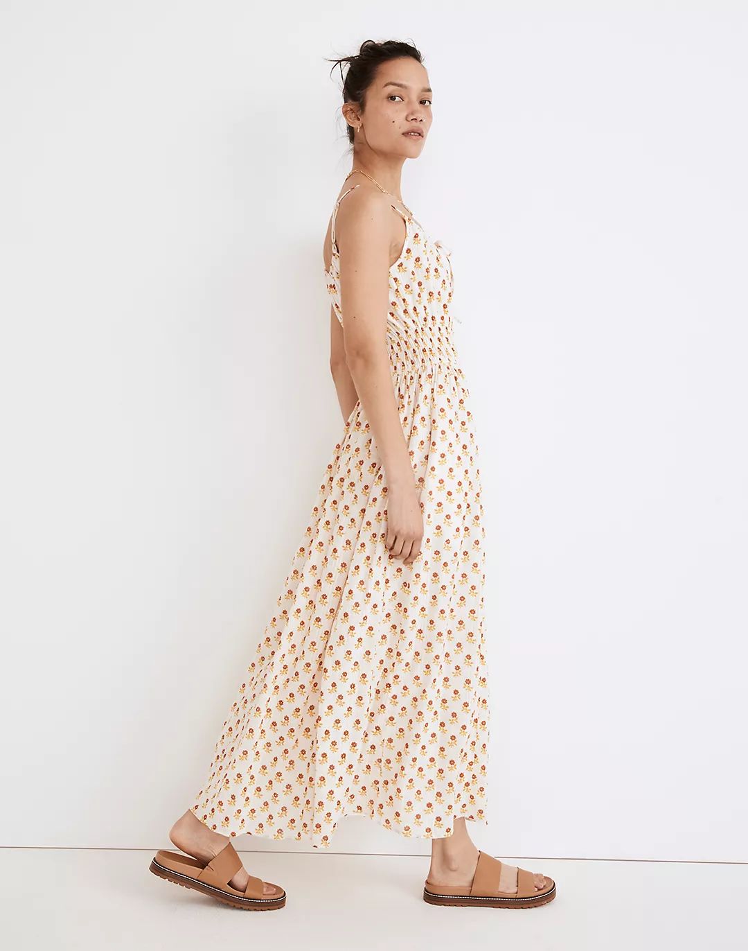 Sophia Cami Midi Dress in Wild Calendula Block-Print | Madewell