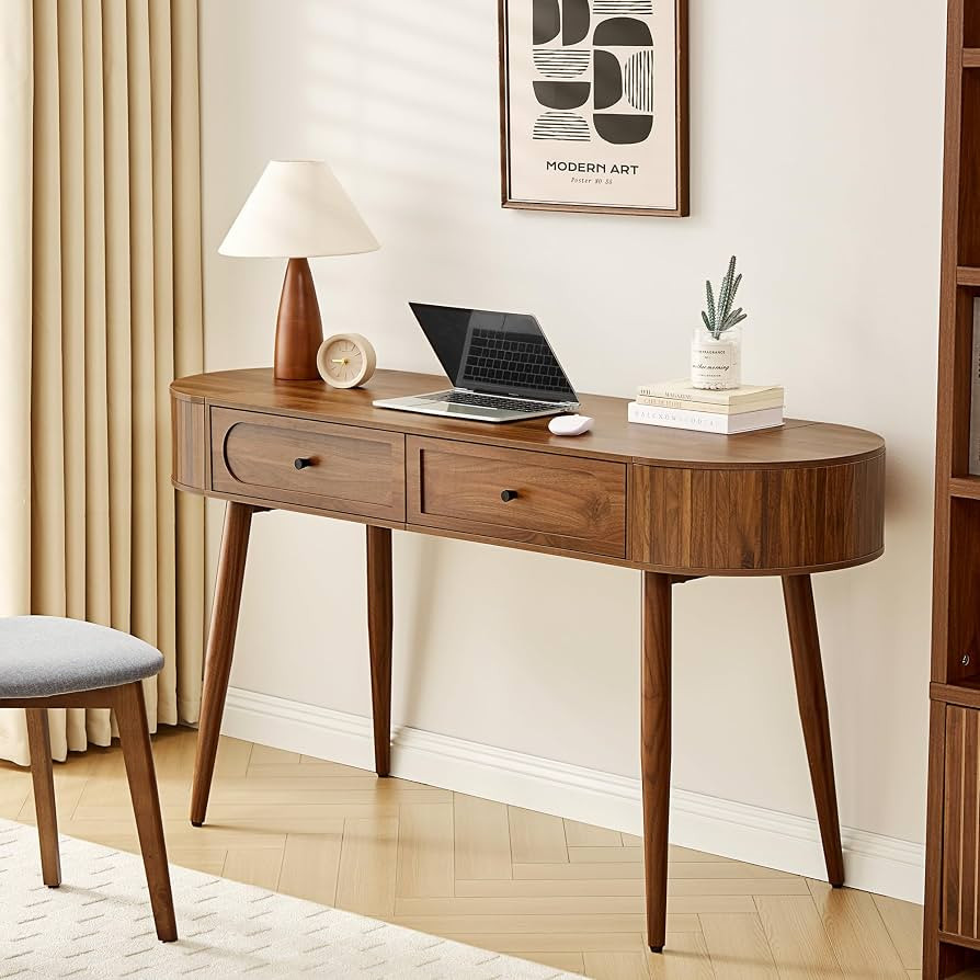 59" Wood Writing Desk, Laptop Desk with Drawer, Vanity Table Study Desk | Amazon (US)