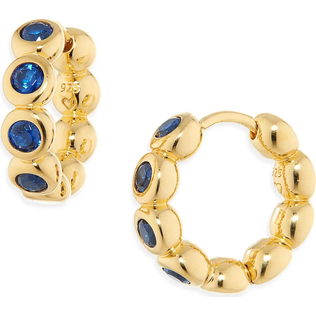 Missoma Small Tennis Hoop Earrings in Gold/blue at Nordstrom | Nordstrom