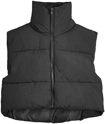 UANEO Cropped Puffer Vest Women Zip Up Stand Collar Sleeveless Padded Crop Puffy Vests | Amazon (US)