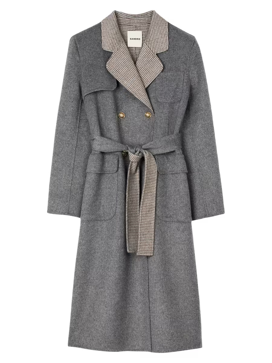 Sandro Double-Faced Check Coat | Saks Fifth Avenue | Saks Fifth Avenue