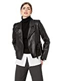 Nicole Miller New York Women's Pleather Moto Jacket, deep black-00205, Large | Amazon (US)