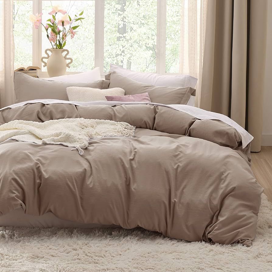 Bedsure Khaki Duvet Cover King Size - Soft Prewashed Set, 3 Pieces, 1 Duvet Cover 104x90 Inches w... | Amazon (US)
