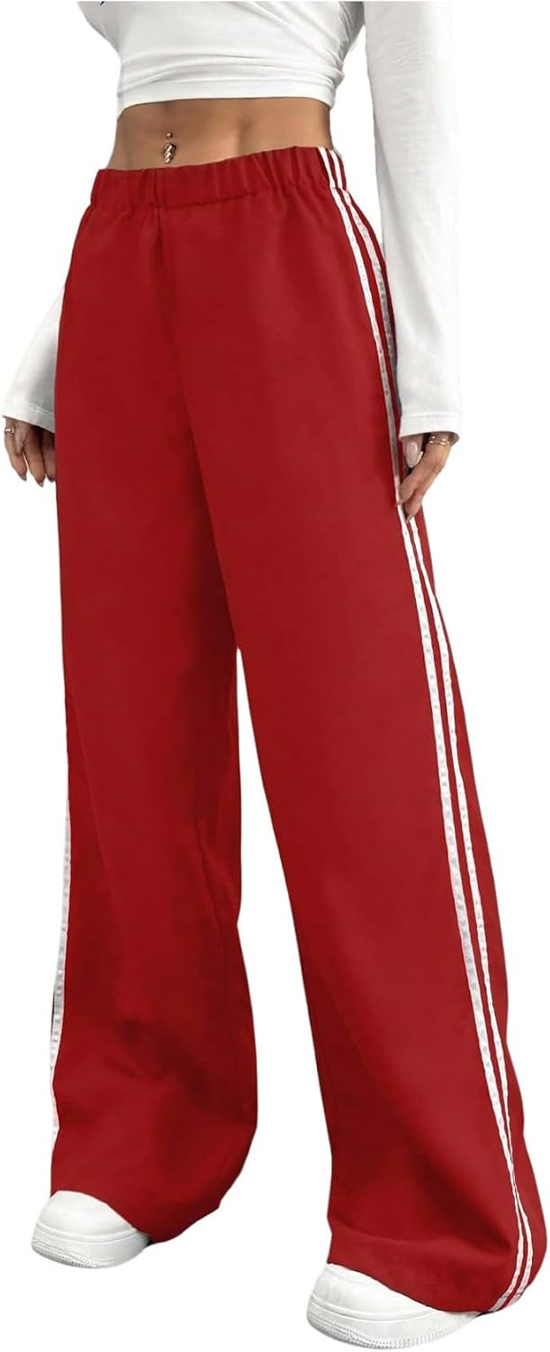 SHENHE Women's Track Pant Wide Leg Baggy Elastic Waist Y2K Parachute Pants | Amazon (US)