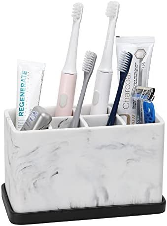 zccz Toothbrush Holder, Marble Look Electric Toothbrush and Toothpaste Holder Stand Bathroom Organiz | Amazon (US)