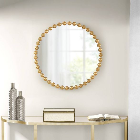 36" Dia Marlowe Round Decorative Wall Mirror Gold | Target