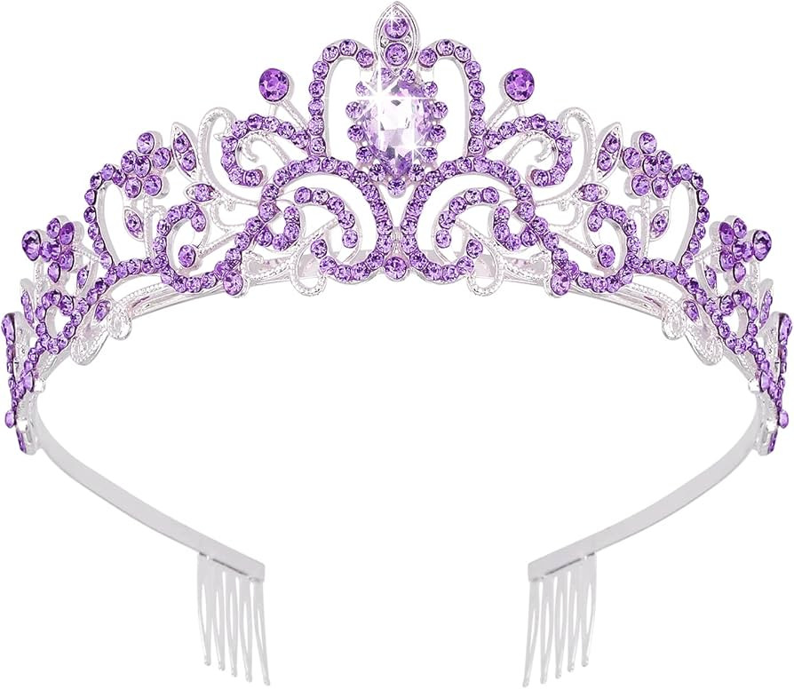 Didder Silver Tiaras for Women, Light Purple Crystal Tiaras and Crowns for Women Elegant Crown wi... | Amazon (US)