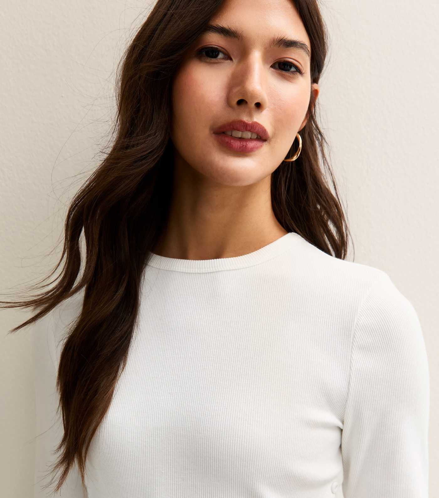 Off White Asymmetric Button Long Sleeve Top | New Look | New Look (UK)