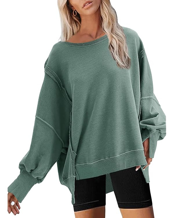 Disamer Womens Crew Neck Sweatshirts Teen Girls Tie Dye Oversized Fall Clothes 2023 Floral Long S... | Amazon (US)