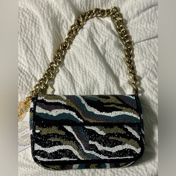 From India to you beaded multi-colored gold chain shoulder bag | Poshmark
