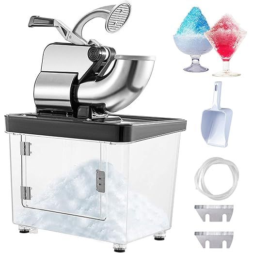 VEVOR 110V Commercial Ice Crusher 440LBS/H, ETL Approved 300W Electric Snow Cone Machine with Dua... | Amazon (US)