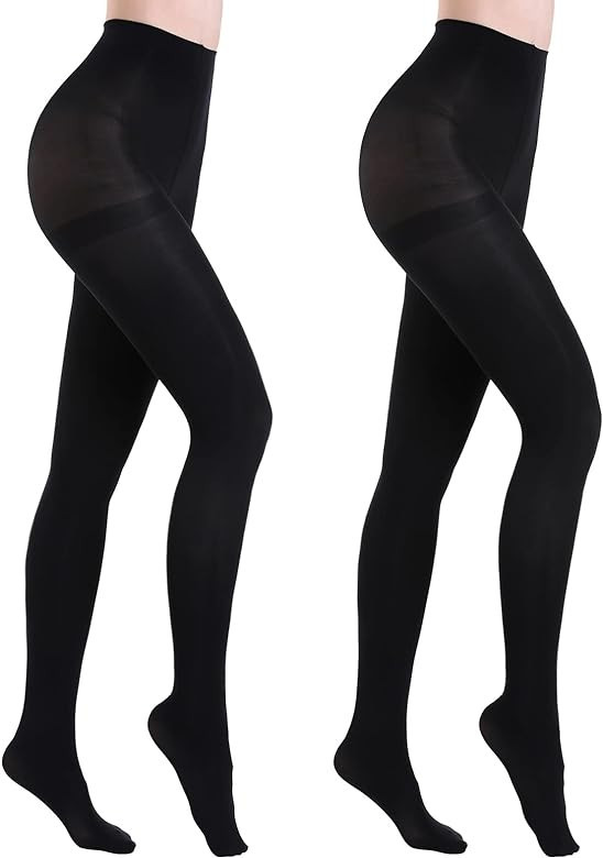 HA WA 2 Pairs Semi Opaque Tights, Winter Control Top 40D Microfiber Leggings for women | Amazon (US)